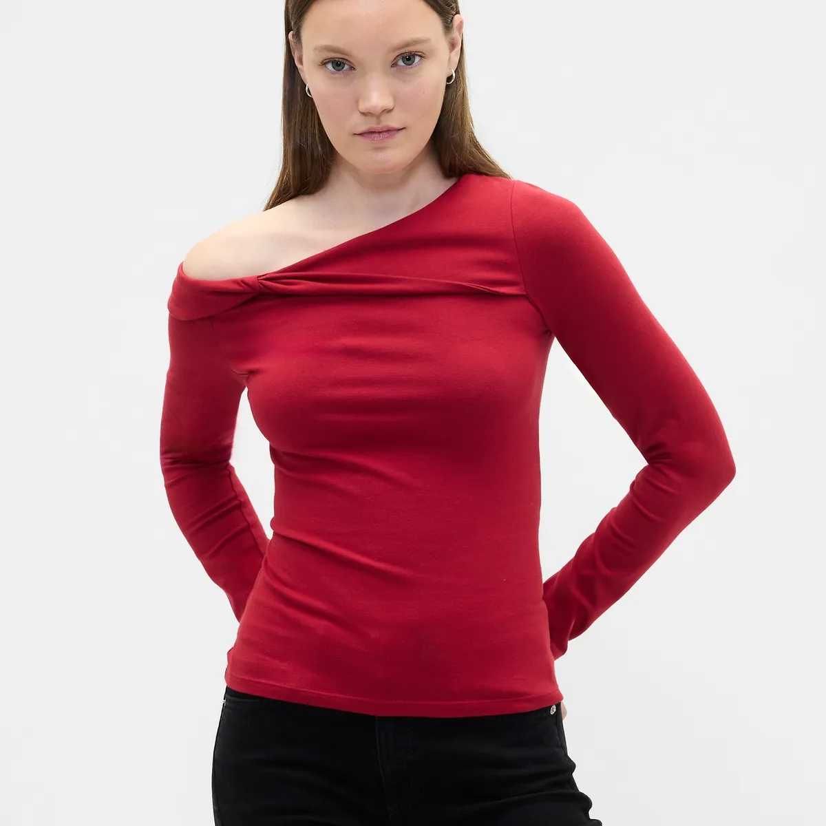 GAP - Polera Mujer Manga Larga Rojo Gap
