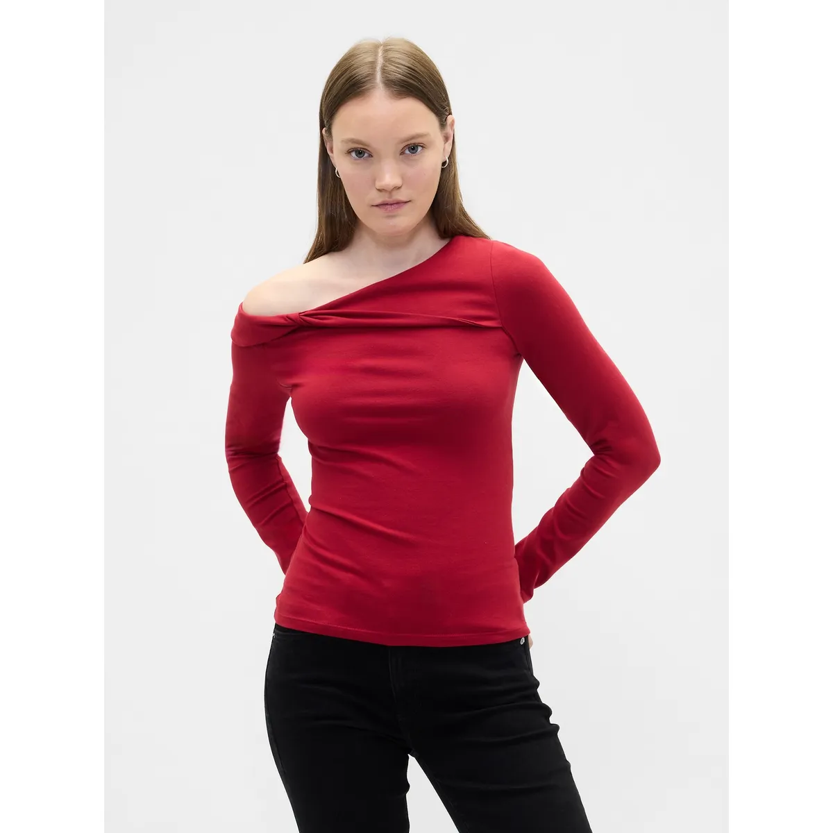 GAP - Polera Mujer Manga Larga Rojo Gap