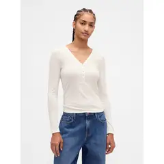 GAP - Polera Mujer Manga Larga Blanco