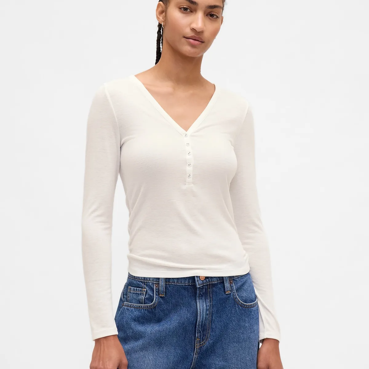 GAP - Polera Mujer Gap Manga Larga Blanco