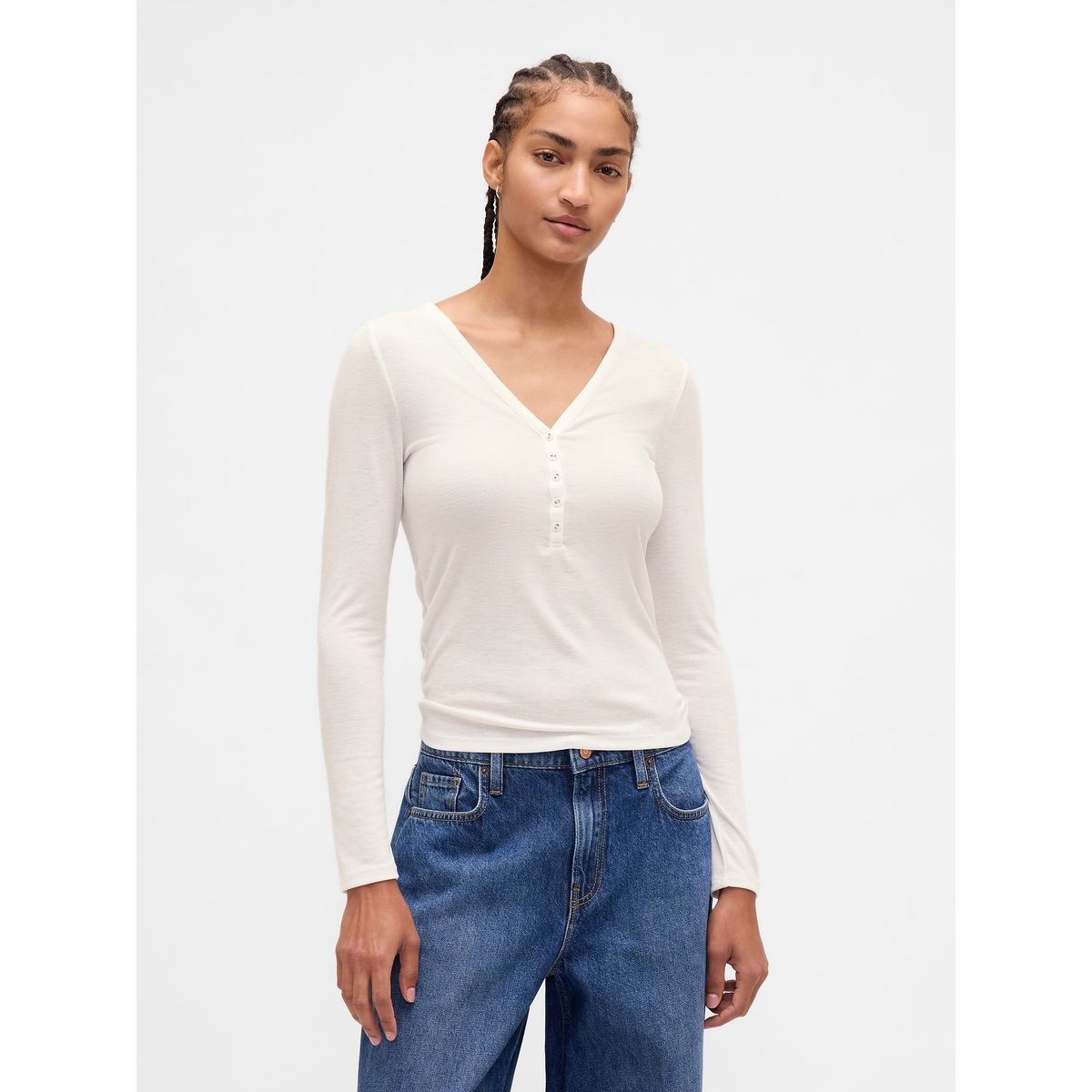 GAP - Polera Mujer Gap Manga Larga Blanco