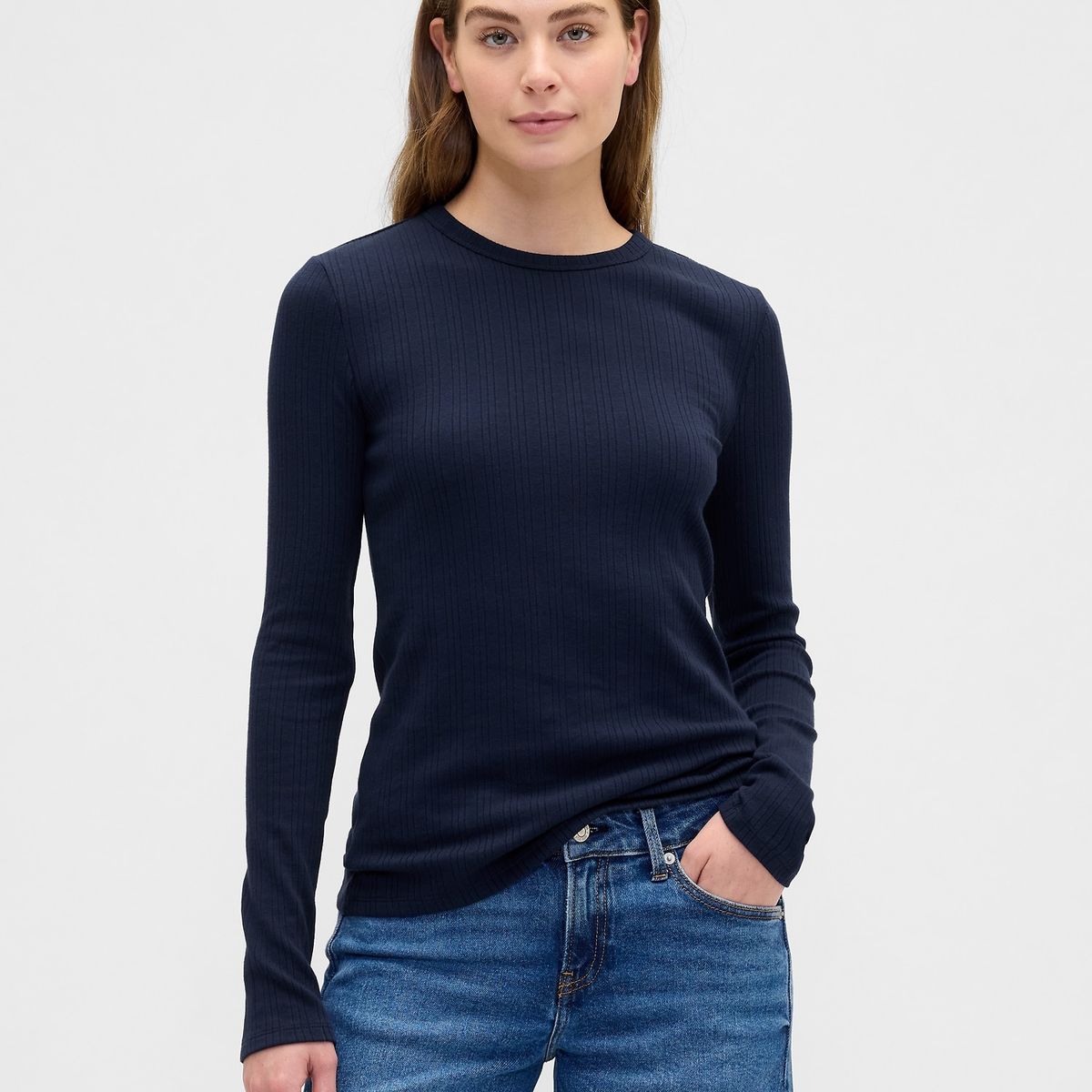 GAP - Polera Mujer Gap Manga Larga Azul