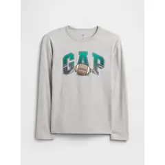 GAP - Polera Niño Logo Manga Larga Gris