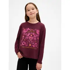 GAP - Polera Niña Manga Larga Graficas Rojo