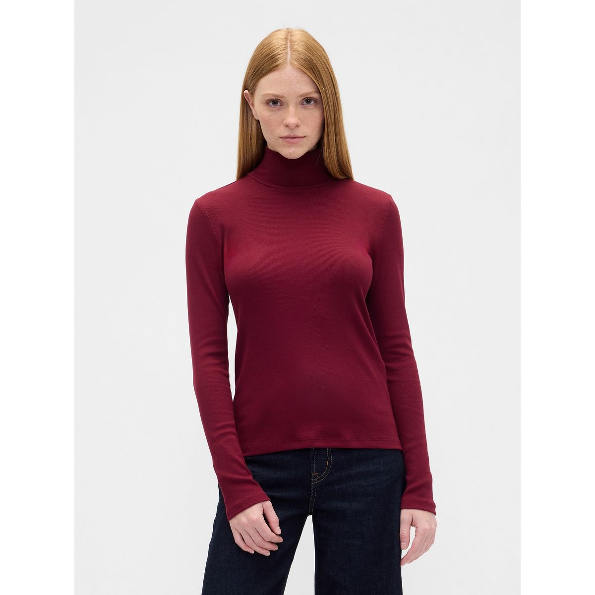 GAP - Polera Mujer Gap Manga Larga Tneck Rojo
