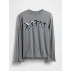 GAP - Polera Niño Manga Larga Graficas Gris