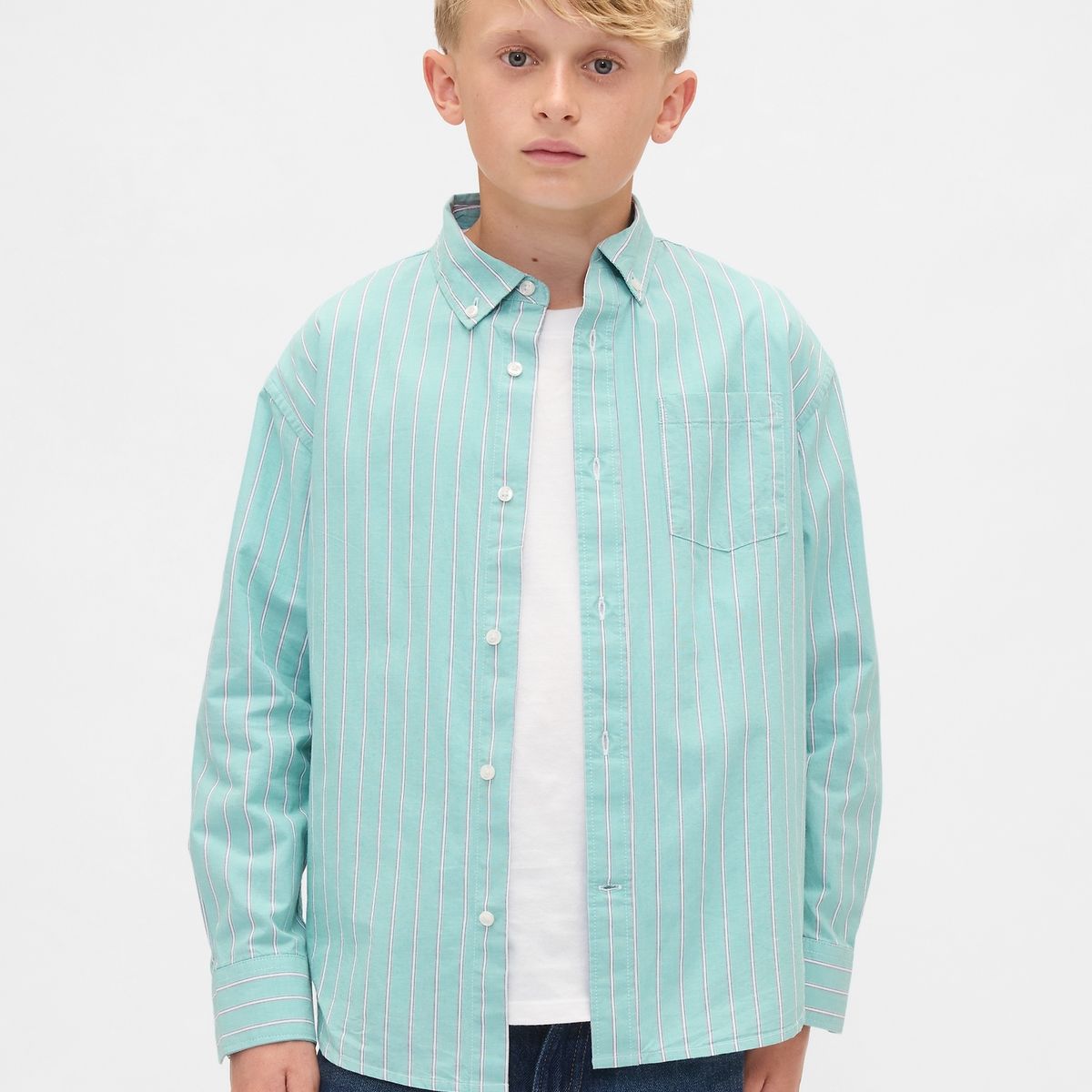 GAP - Camisa Niño Gap Manga Larga Poplin Verde