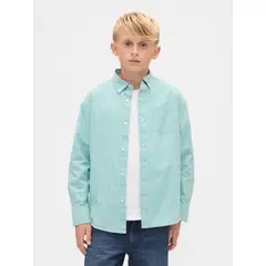 GAP - Camisa Niño Manga Larga Poplin Verde