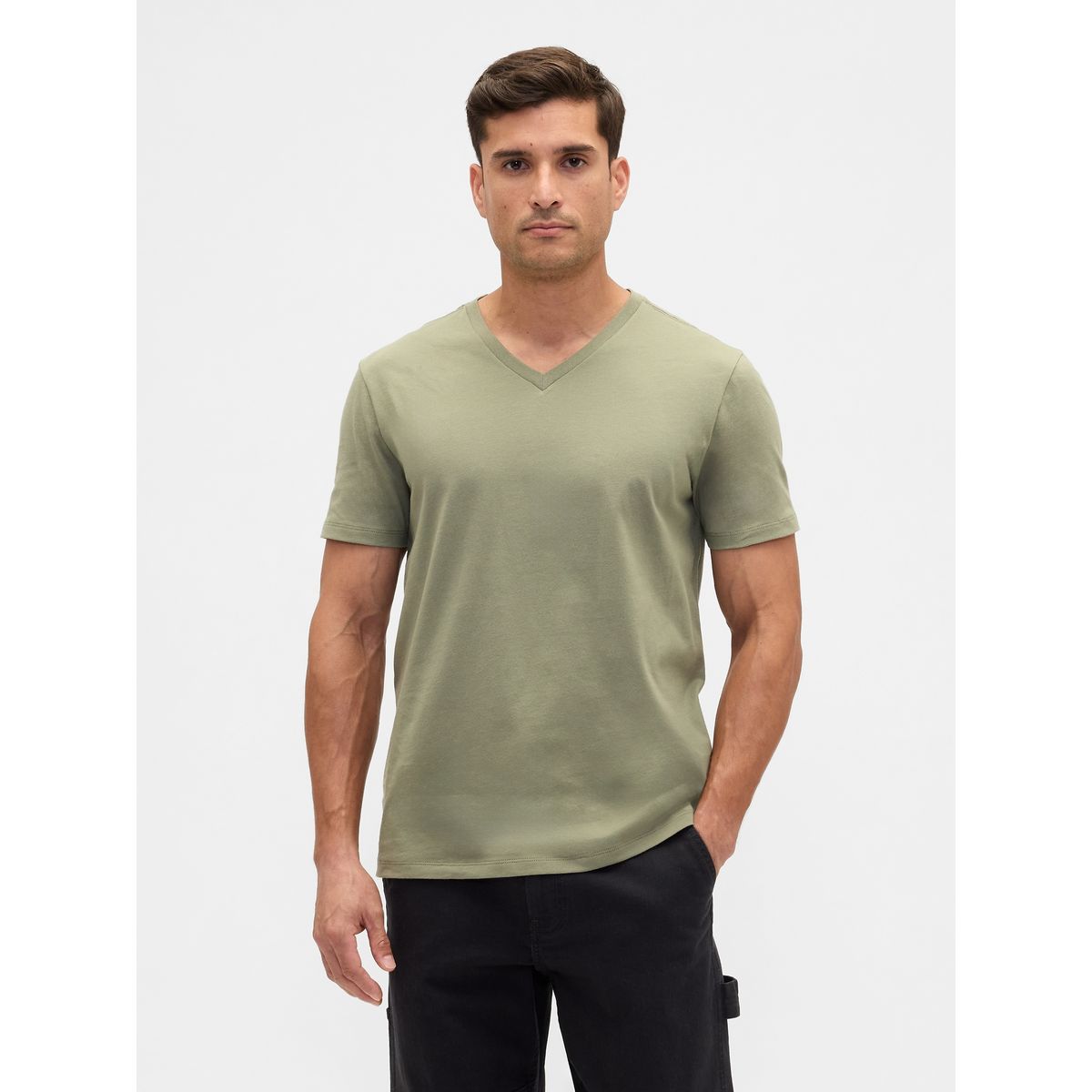 GAP - Polera Hombre Manga Corta Vee Verde Gap