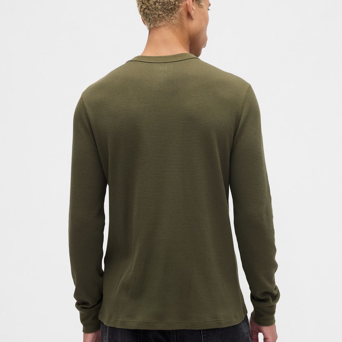 GAP - Polera Hombre Gap Manga Larga Waffle Verde