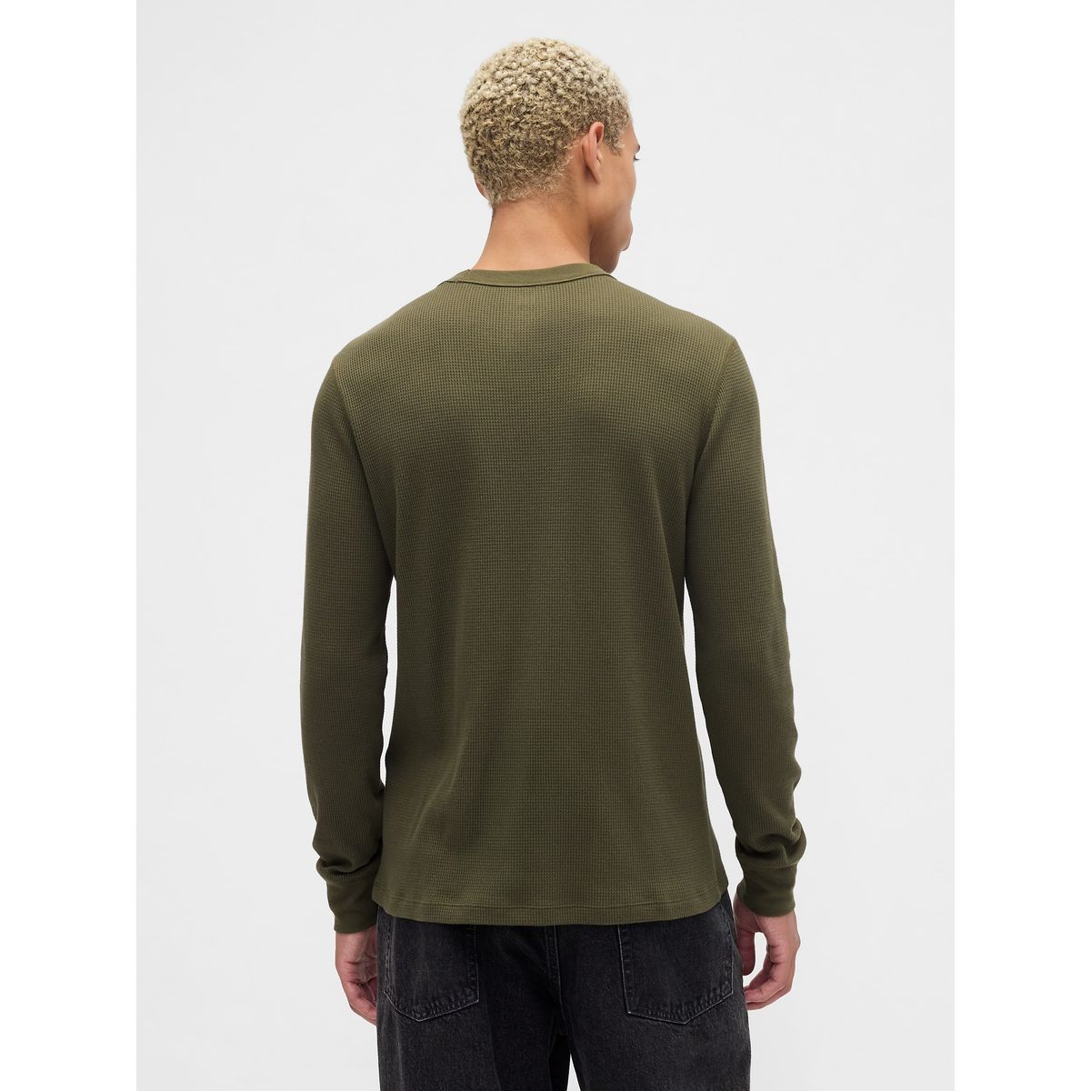GAP - Polera Hombre Gap Manga Larga Waffle Verde