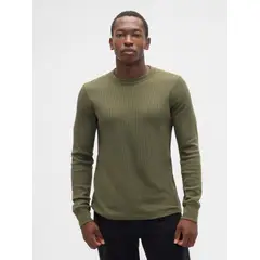 GAP - Polera Hombre Manga Larga Waffle Verde