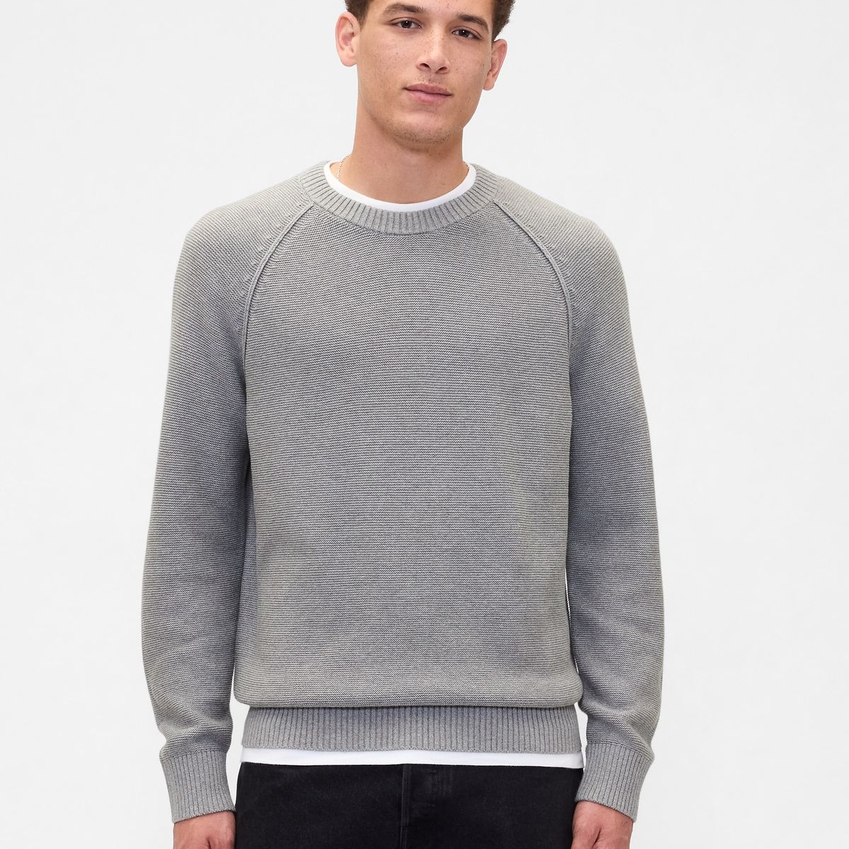 GAP - Sweater Hombre Gap Crew Gris Algodón