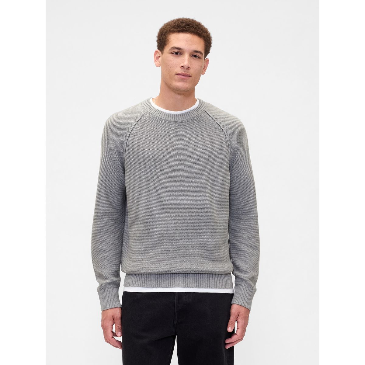GAP - Sweater Hombre Gap Crew Gris Algodón