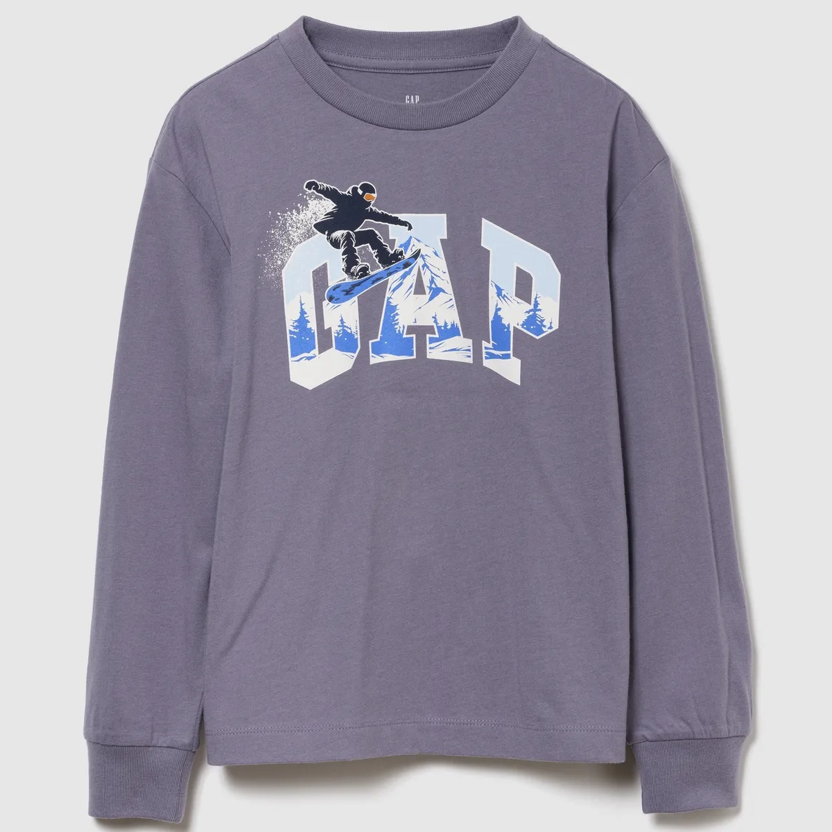 GAP - Polera Niño Gap Logo Manga Larga Gris
