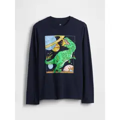 GAP - Polera Niño Manga Larga Graficas Azul