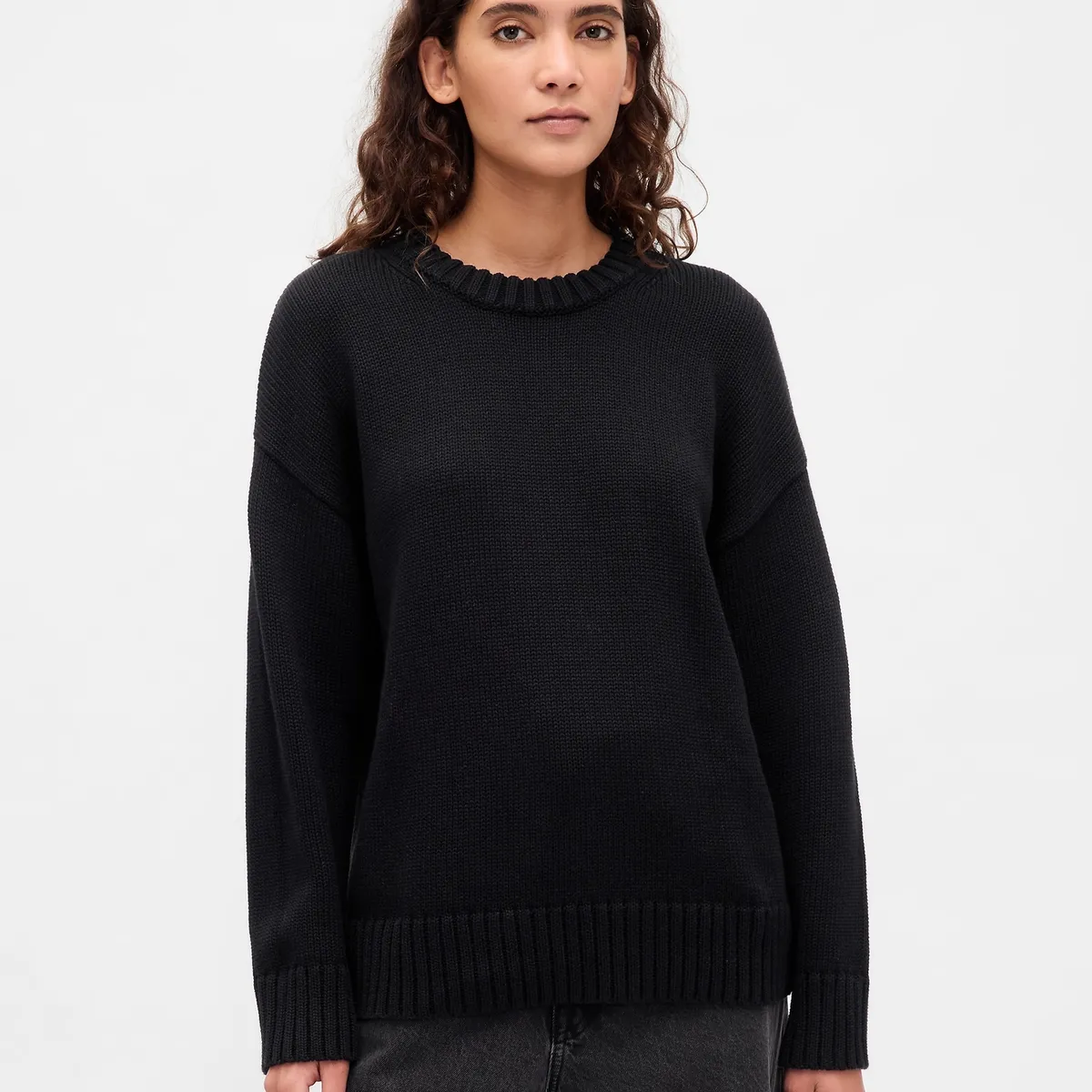 GAP - Sweater Mujer Gap Crew Negro