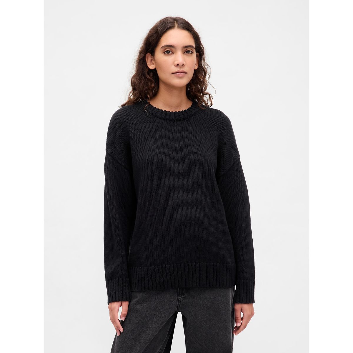 GAP - Sweater Mujer Gap Crew Negro
