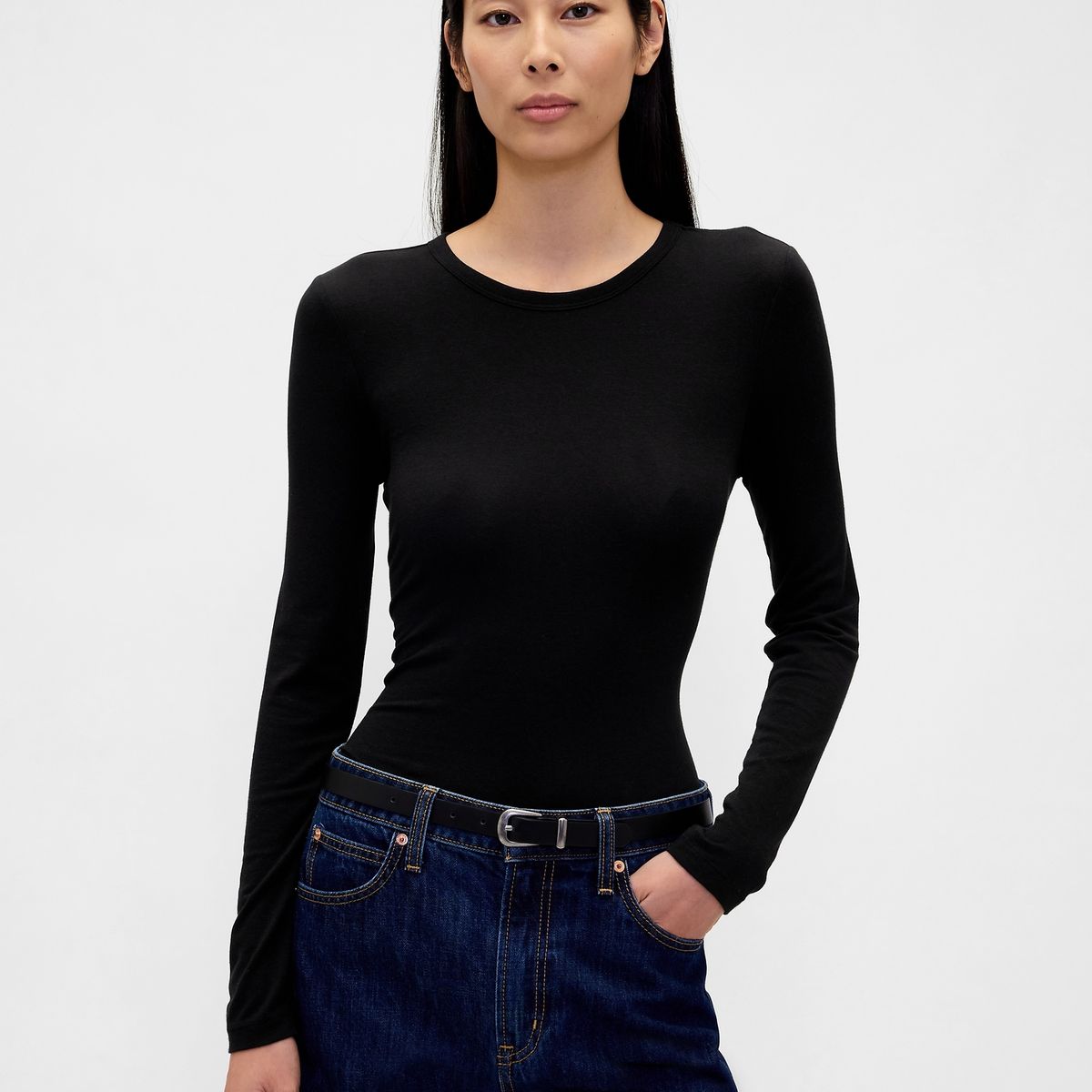 GAP - Polera Mujer Gap Manga Larga Negro