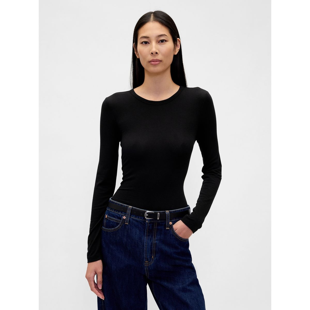 GAP - Polera Mujer Gap Manga Larga Negro