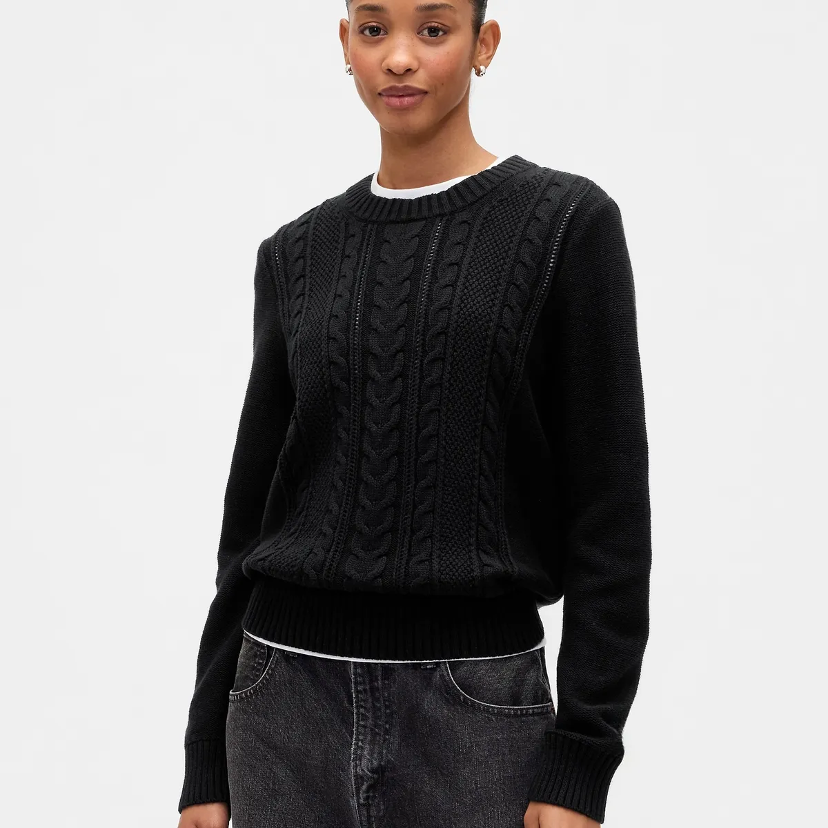 GAP - Sweater Mujer Cable Negro Gap