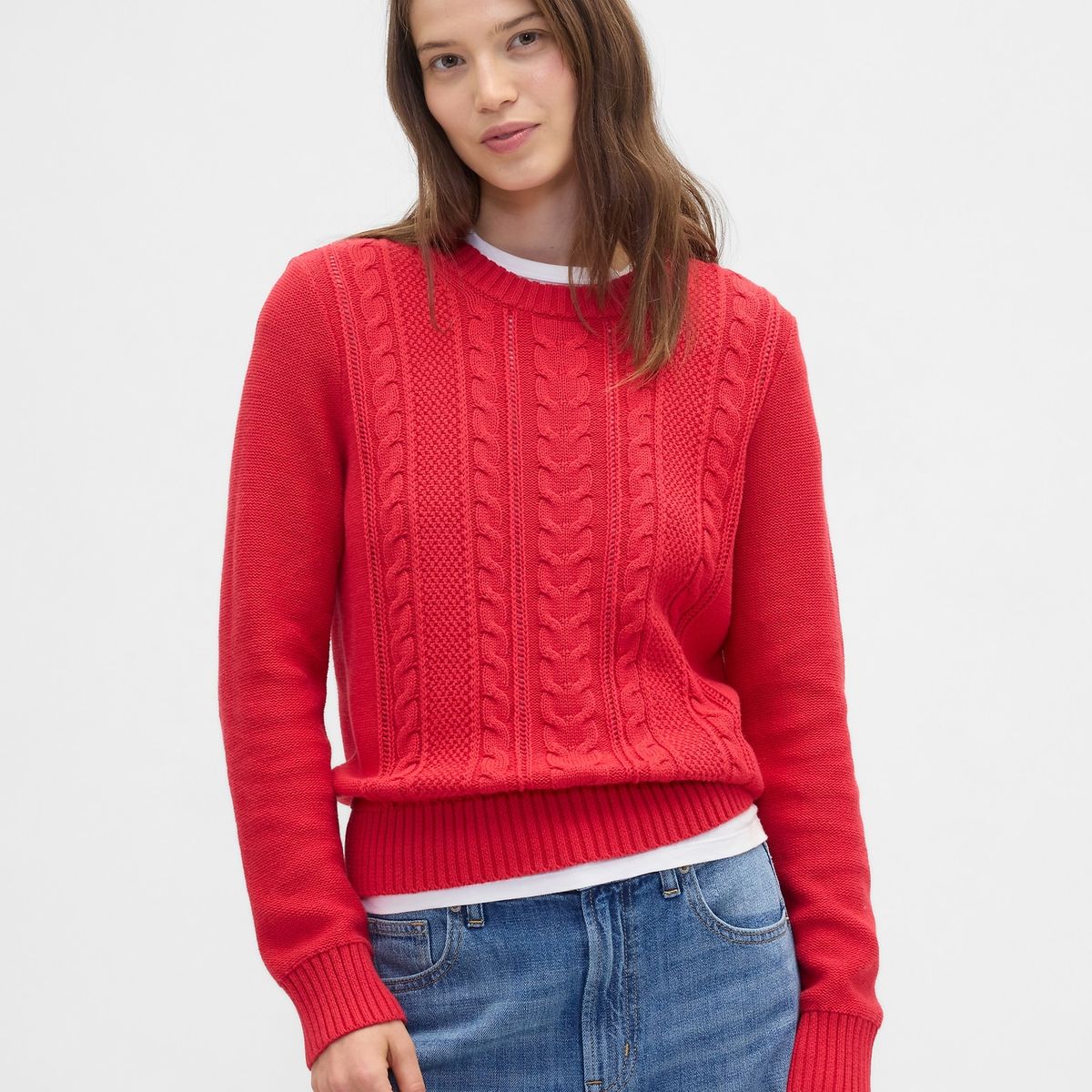 GAP - Sweater Mujer Cable Rojo Gap