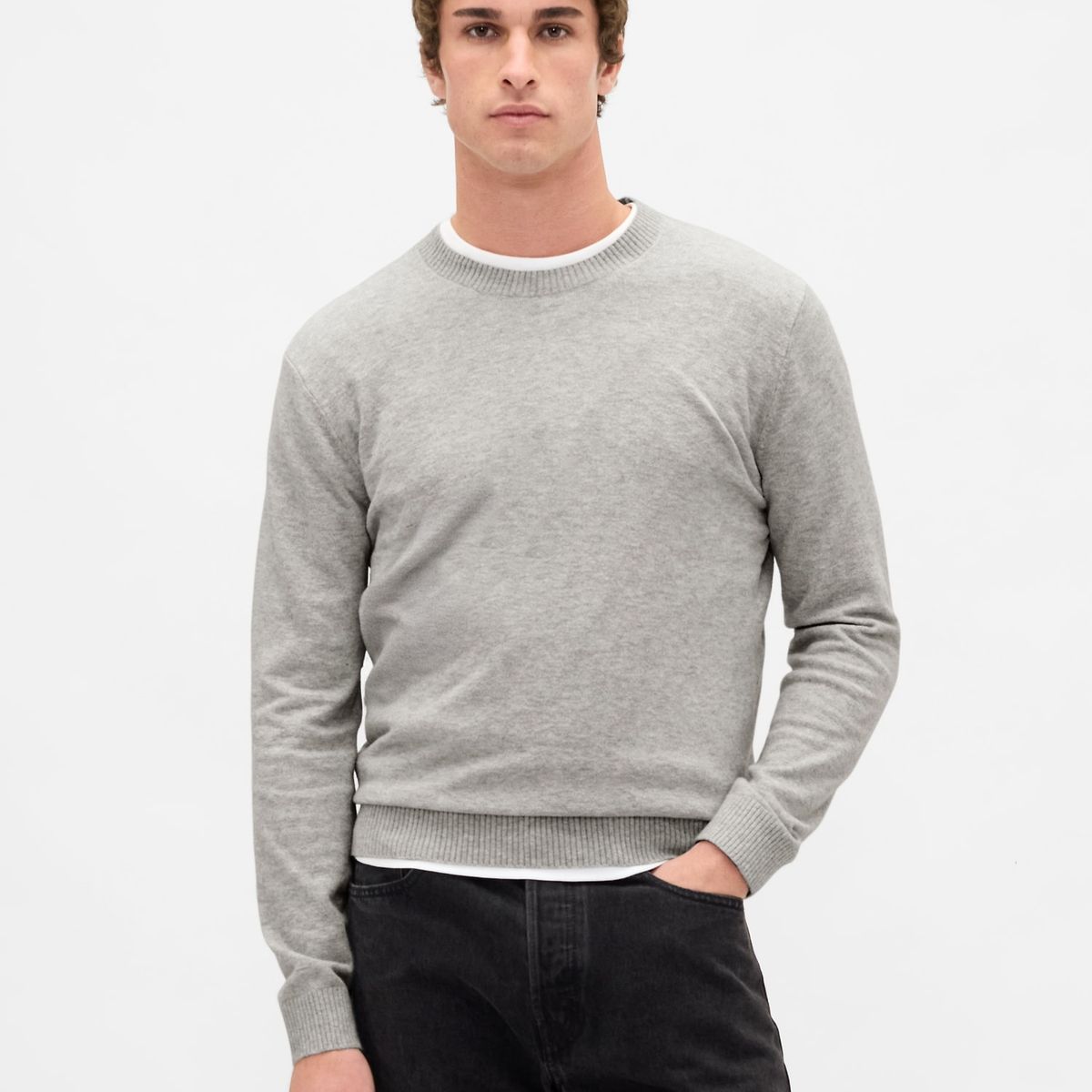GAP - Sweater Hombre Crew Cashsoft Gris Gap