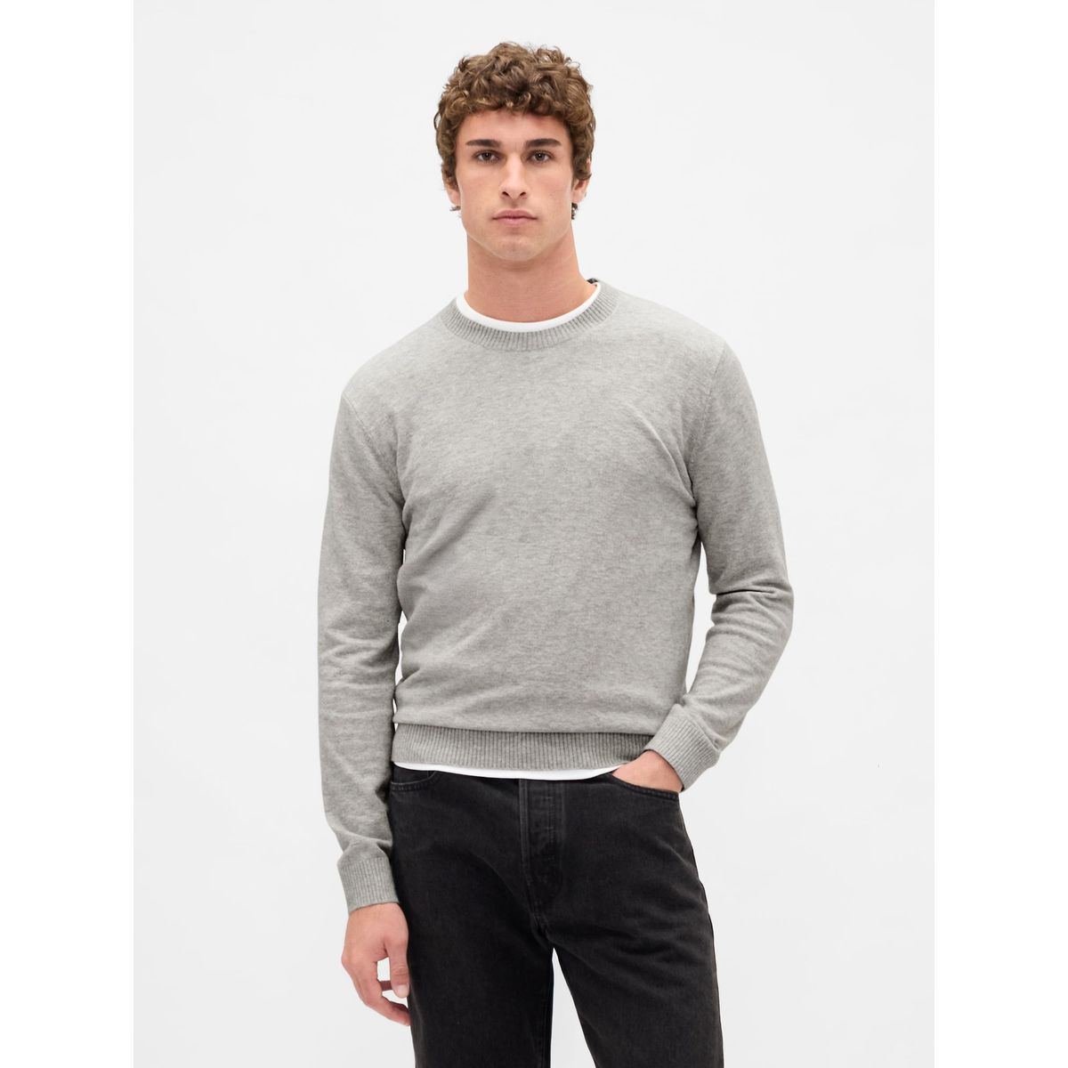 GAP - Sweater Hombre Crew Cashsoft Gris Gap