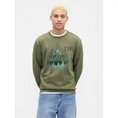 GAP - Polerón Hombre Sin Gorro Logo Crew Verde