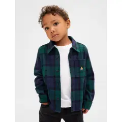 GAP - Camisa Toddler Niño Manga Larga Cozy Verde