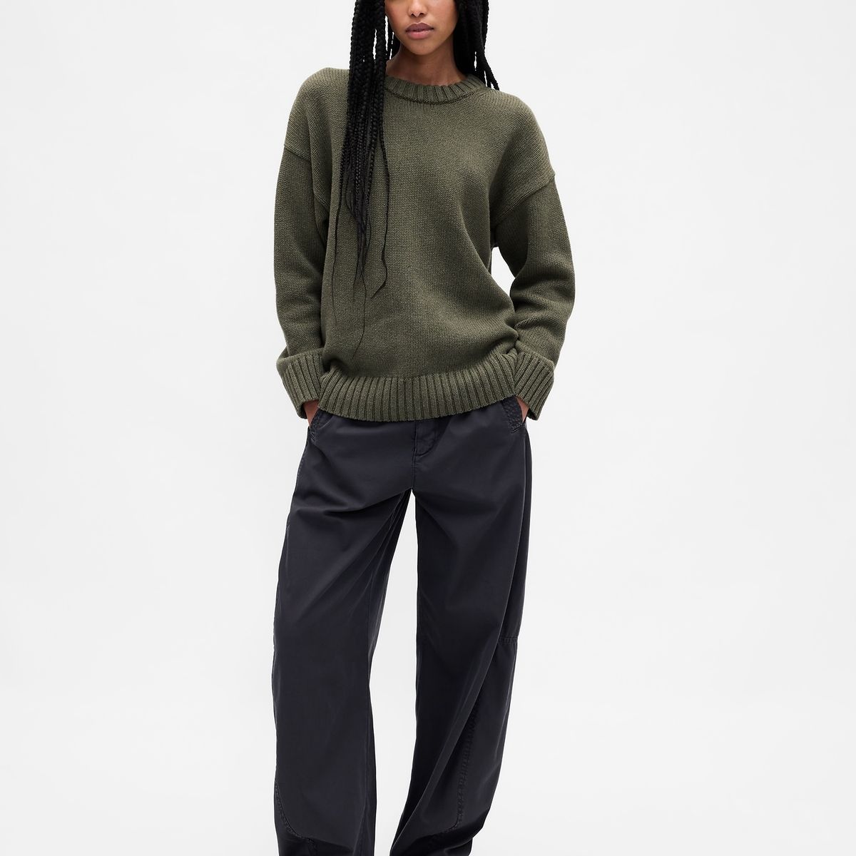 GAP - Sweater Mujer Crew Verde Gap