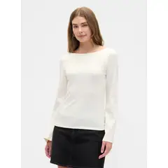 GAP - Polera Mujer Manga Larga Boatneck Beige