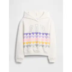 GAP - Polerón Niña Con Gorro Sin Cierre Logo Gris