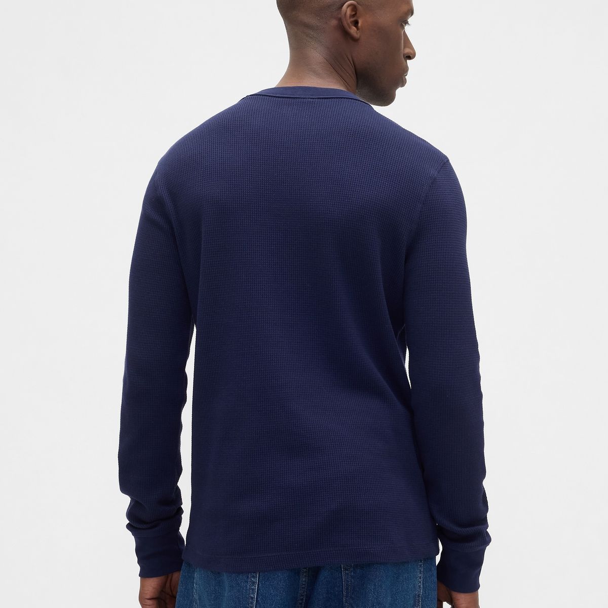 GAP - Polera Hombre Gap Manga Larga Waffle Azul