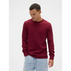GAP - Polera Hombre Manga Larga Waffle Rojo