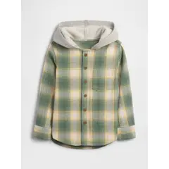 GAP - Camisa Toddler Niño Manga Larga Franela Verde