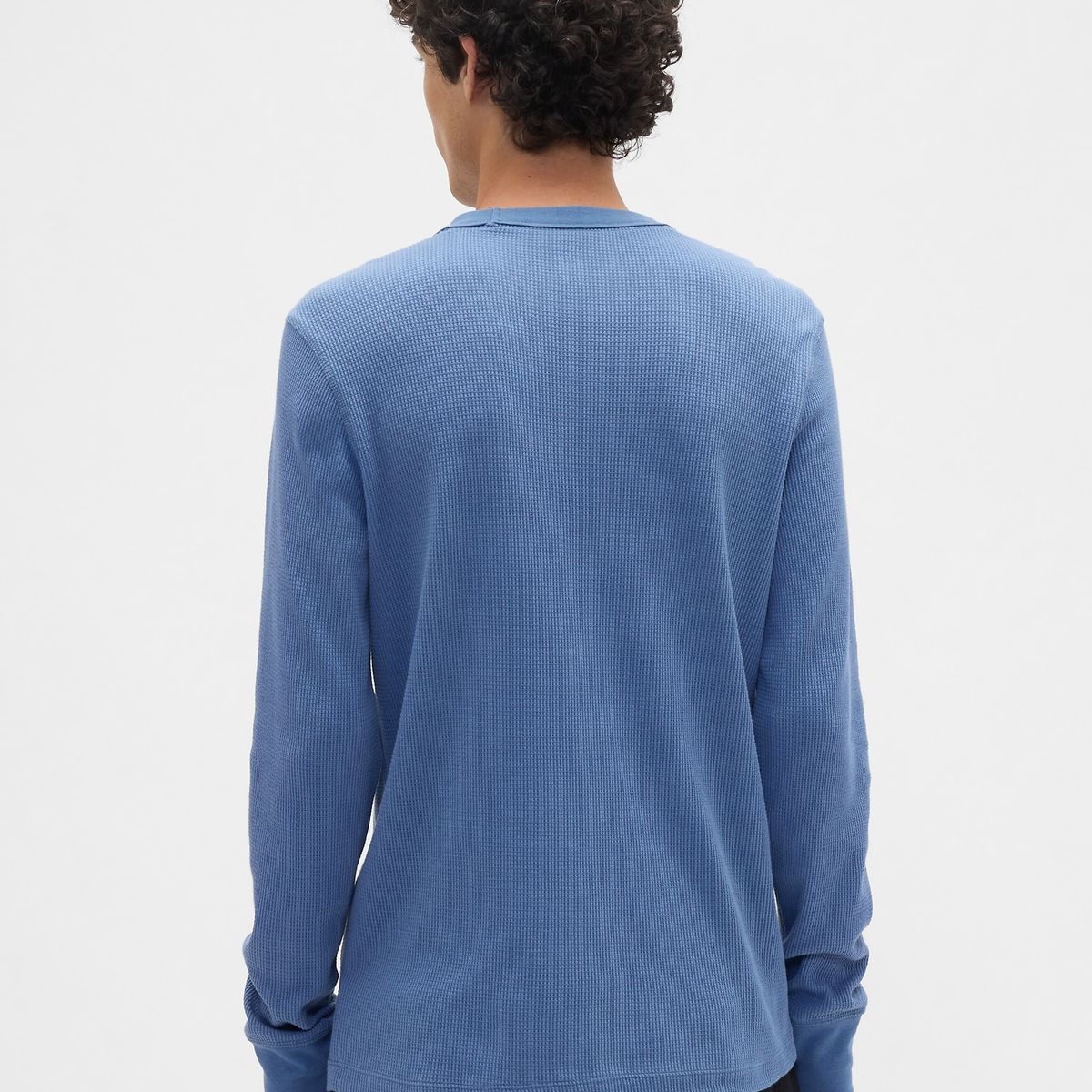 GAP - Polera Hombre Gap Manga Larga Waffle Celeste Celeste