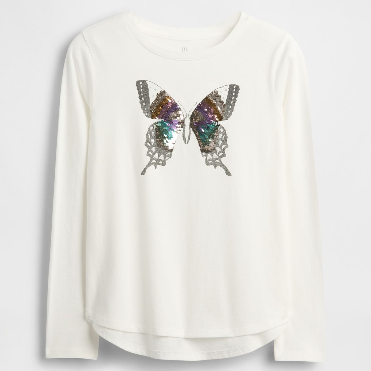 GAP - Polera Niña Gap Manga Larga Flippy Blanco