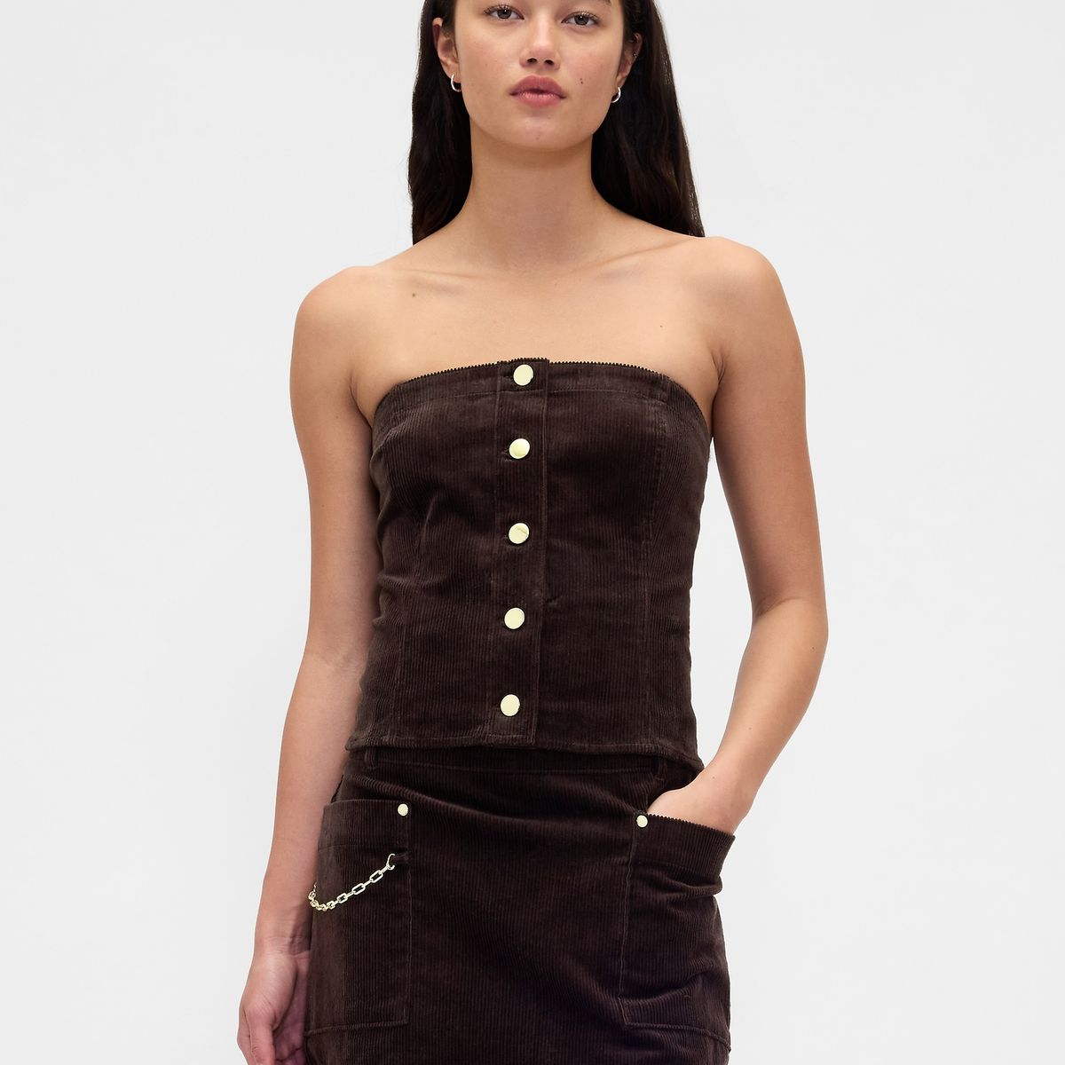 GAP - Strapless Mujer Sin Manga Marrón Café Gap