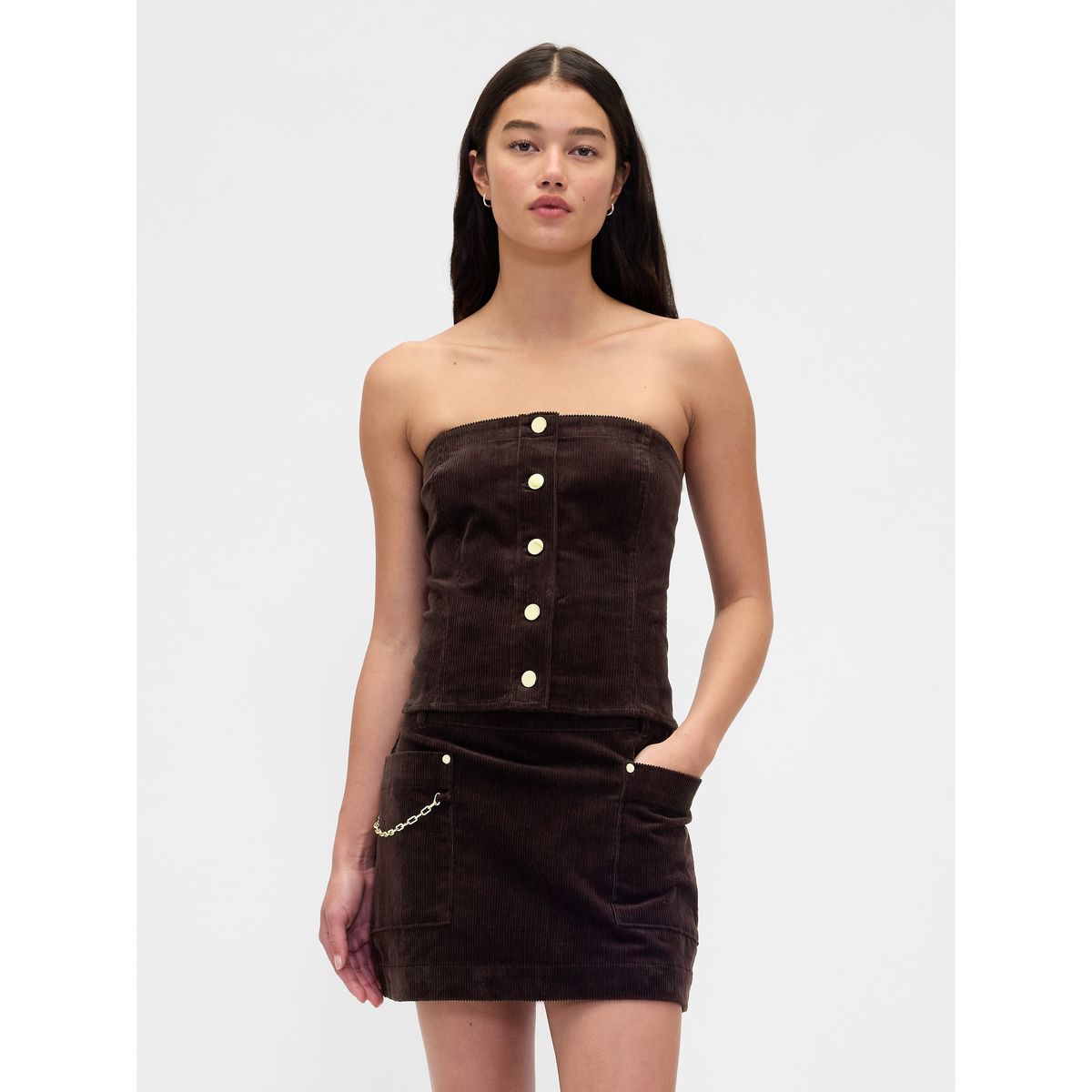 GAP - Strapless Mujer Sin Manga Marrón Café Gap