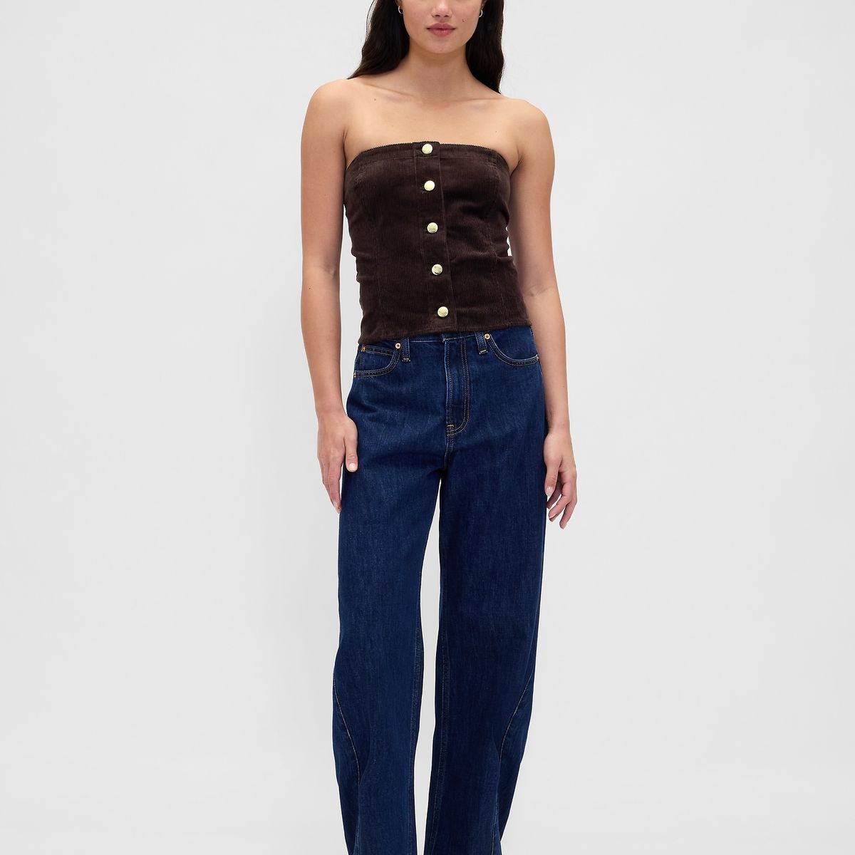 GAP - Strapless Mujer Sin Manga Marrón Café Gap