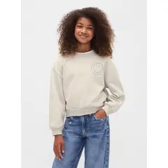 GAP - Polerón Niña Sin Gorro Crew Gris