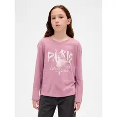 GAP - Polera Niña Manga Larga Graficas Morado