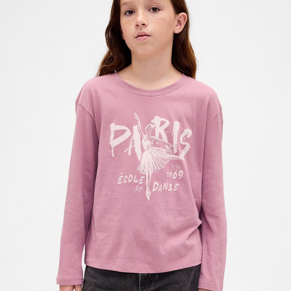 GAP - Polera Niña Gap Manga Larga Graficas Morado