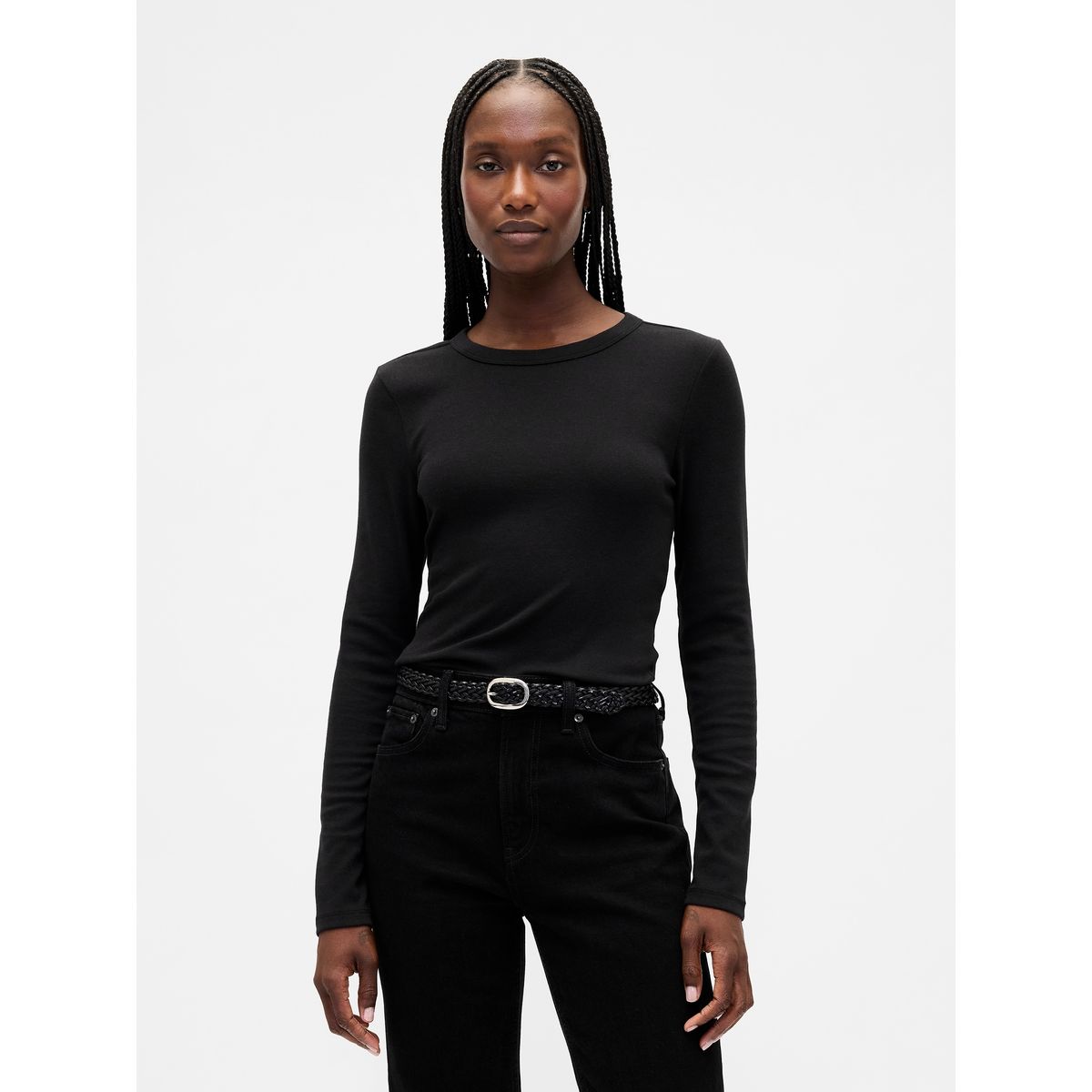 GAP - Polera Mujer Manga Larga Crew Negro Gap