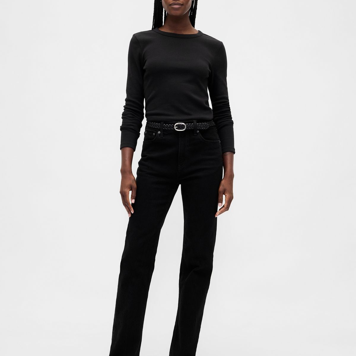 GAP - Polera Mujer Gap Manga Larga Crew Negro