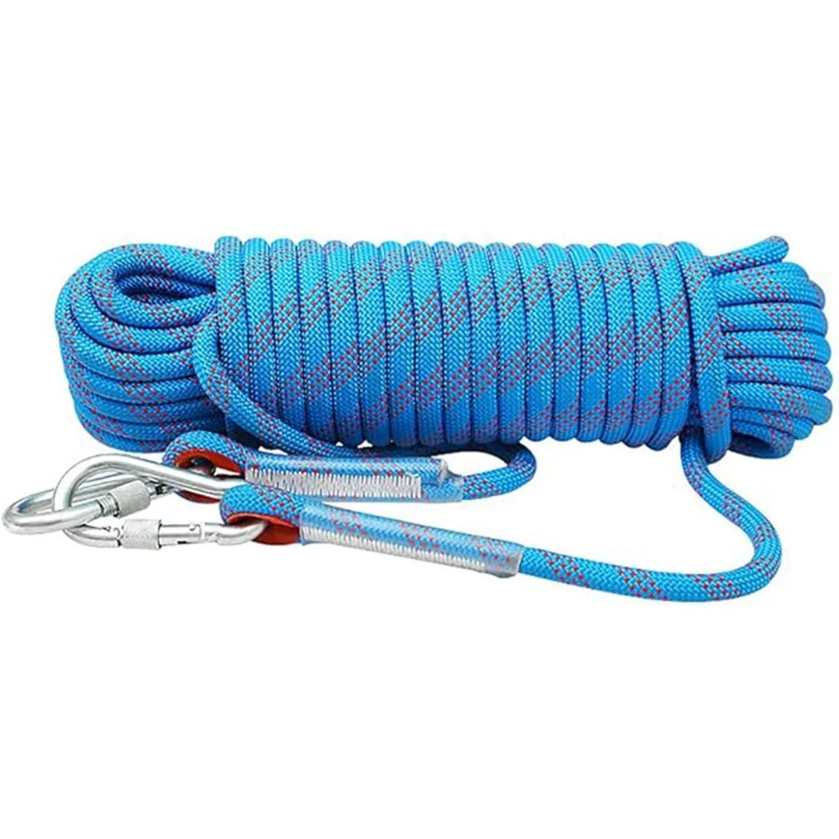 GENERICO - 10M Cuerda De Escalada De 8mm Con 2 Ganchos De Acero