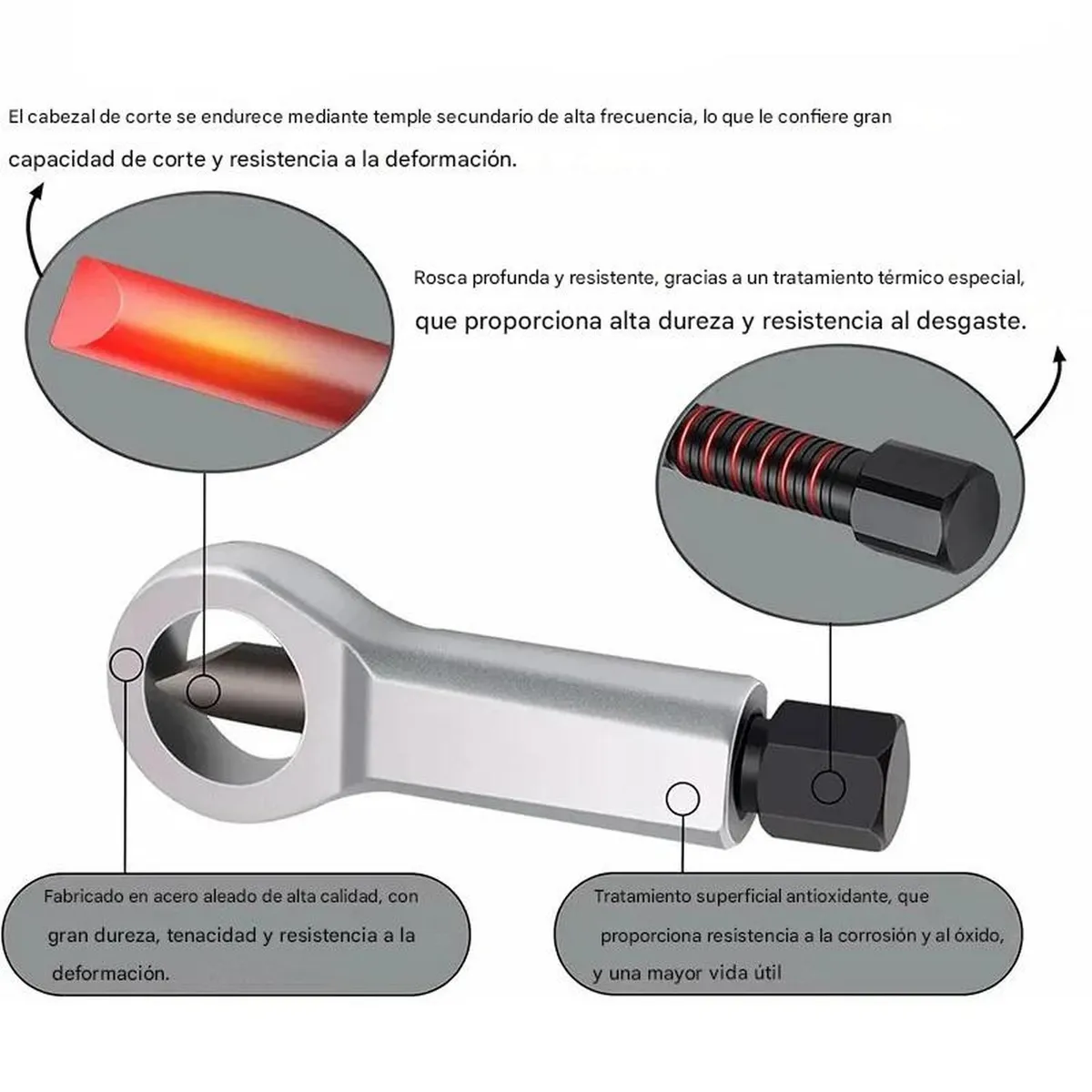 GENERICO - Kit 4 Extractores Rompe Tuercas Manual Antióxido