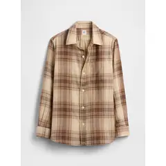 GAP - Camisa Niño Manga Larga Poplin Café