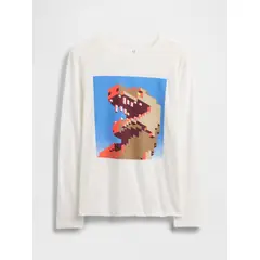 GAP - Polera Niño Manga Larga Graficas Blanco